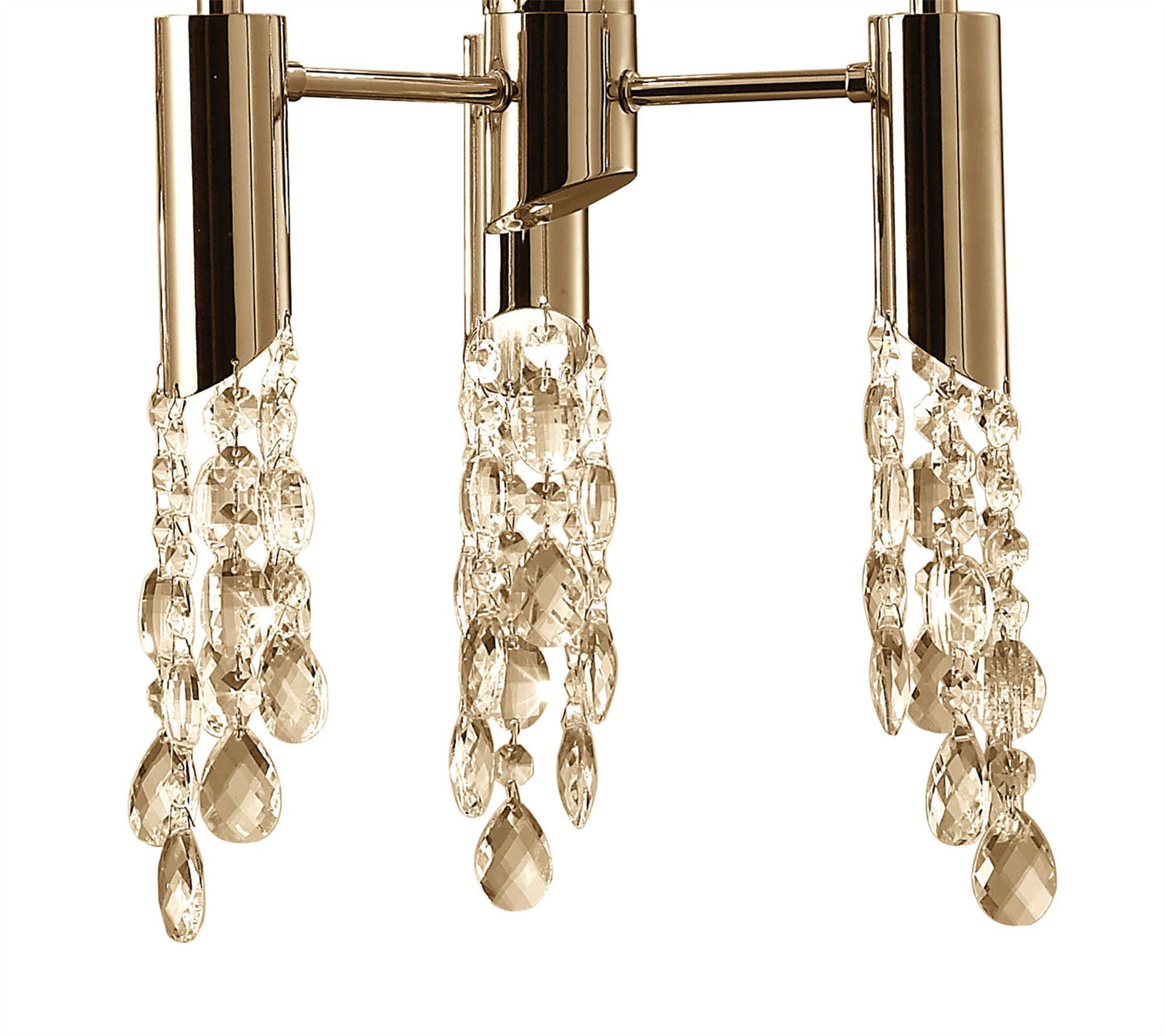 Mantra Tiffany Pendant 6+6 Light E27+G9 Oval, French Gold with Cream Shade & Clear Crystal