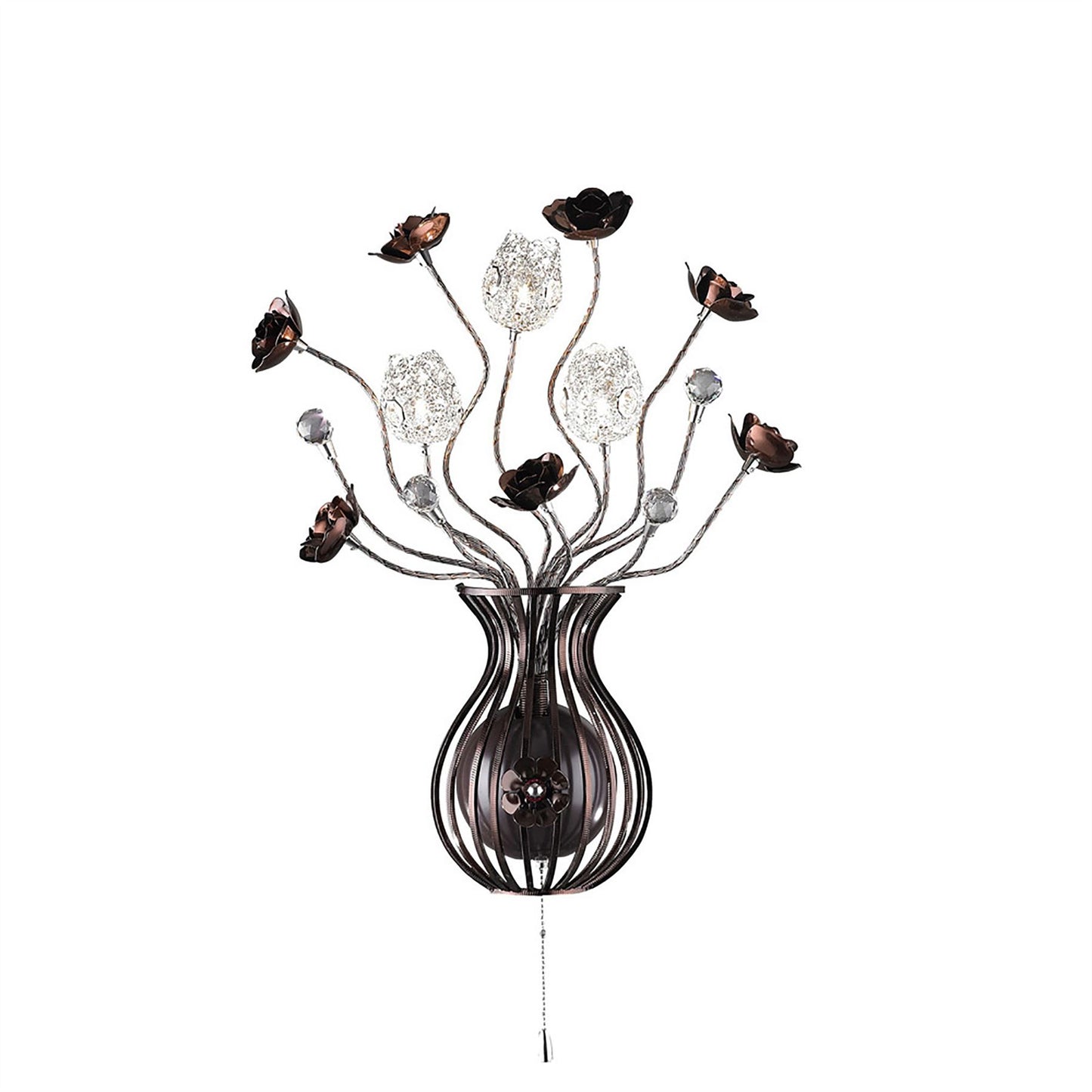 Diyas Home Bonita Aluminium (DH) Bonita Wall Light 3 Light G4 Brown/Crystal, NOT LED/CFL Compatible