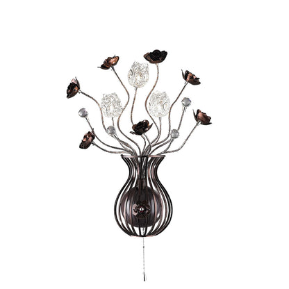 Diyas Home Bonita Aluminium (DH) Bonita Wall Light 3 Light G4 Brown/Crystal, NOT LED/CFL Compatible
