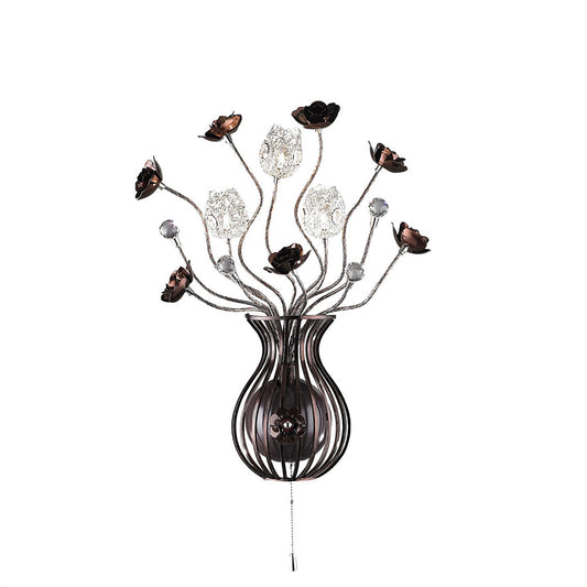 Diyas Home Bonita Aluminium (DH) Bonita Wall Light 3 Light G4 Brown/Crystal, NOT LED/CFL Compatible