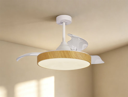 Alaska 50cm 50W LED Dimmable Ceiling Light With Built-In 30W DC Fan, 2700-5000K Remote & APP Control, 3300lm, Wood, 5yrs Warranty