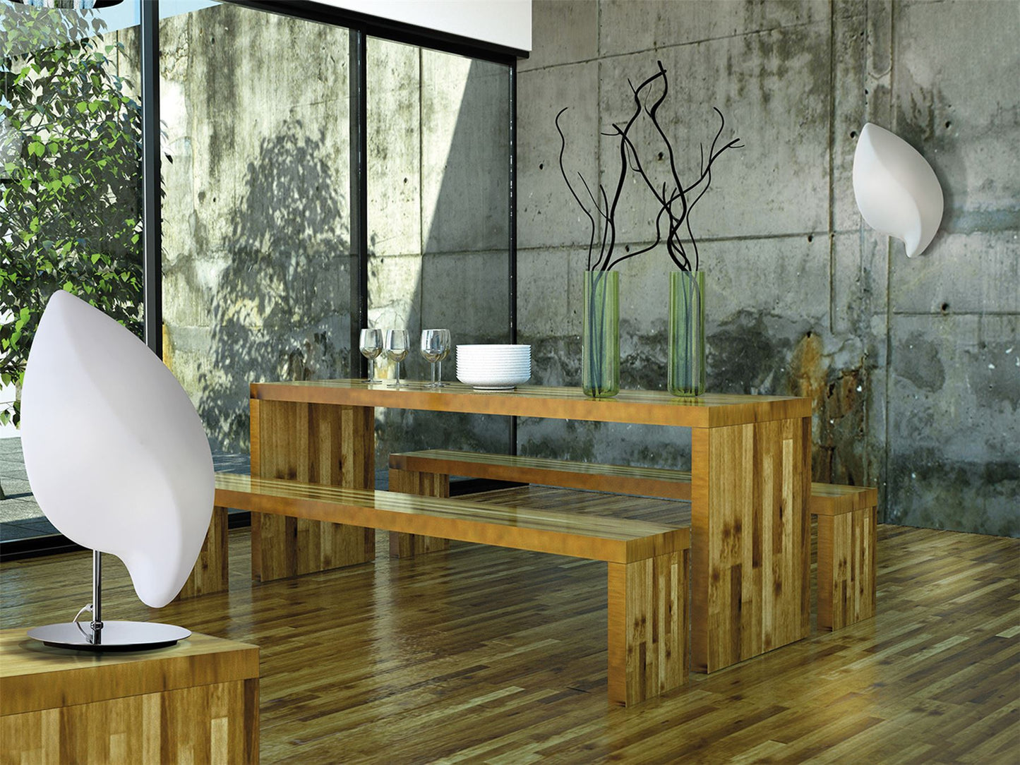 Mantra Natura Ceiling/Wall 2 Light E27 Small Indoor, Polished Chrome/Opal White