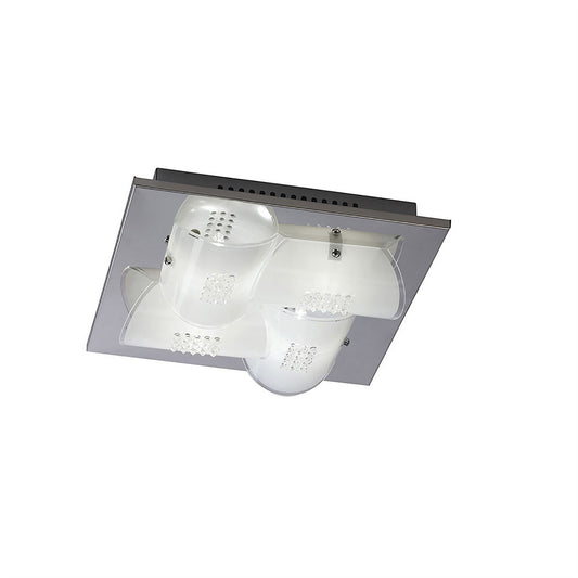 Diyas Starlis Square Flush  4 Light G9 Polished Chrome/Glass/Crystal Ceiling Light Fitting