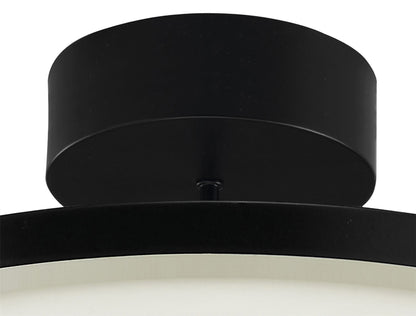 Mantra Discobolo 36cm LED Ceiling Light, 1800lm, Matt Black/Frosted Acrylic, 3yrs Warranty