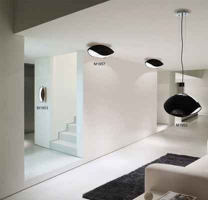 Mantra Pasion Oval Ceiling 4 Light E27, Gloss Black/White Acrylic/Polished Chrome, CFL Lamps INCLUDED