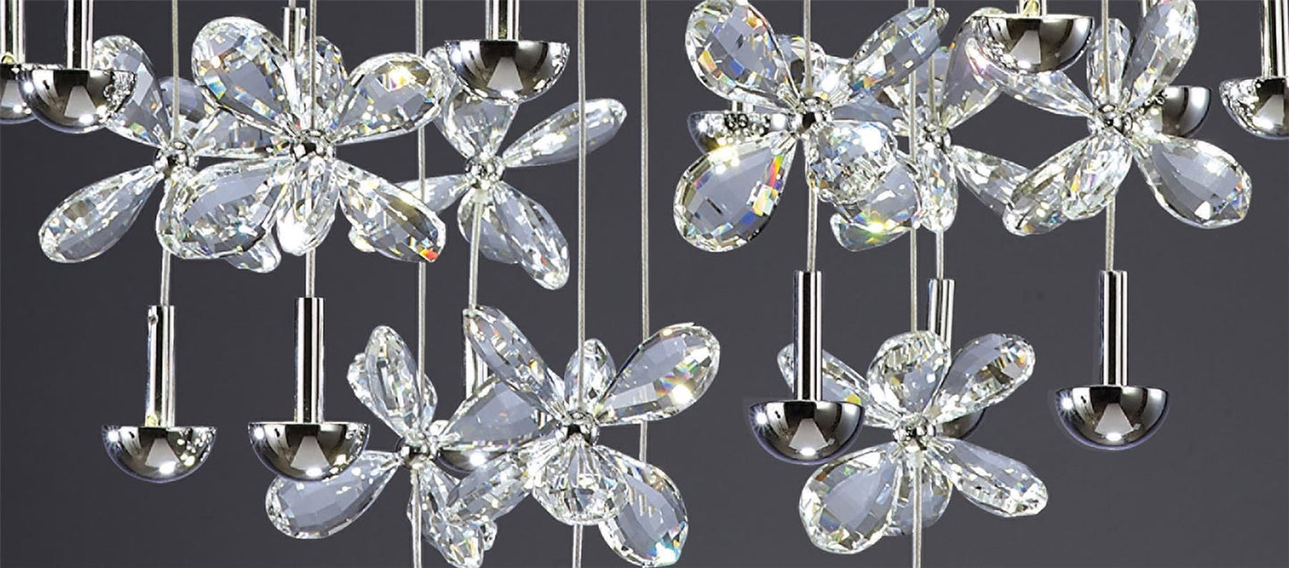 Diyas Aviva 68cm  Round 28 Light 4000K LED Polished Chrome/Crystal Ceiling Pendant Light Fitting