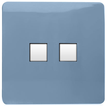 Trendi Artistic Modern Glossy Tactile 2 Gang Telephone Socket Sky