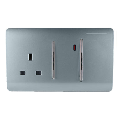 Trendi Artistic Modern Glossy 45 A Cooker Switch & Plug Socket Inc Neon Insert Cool Grey