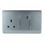 Trendi Artistic Modern Glossy 45 A Cooker Switch & Plug Socket Inc Neon Insert Cool Grey