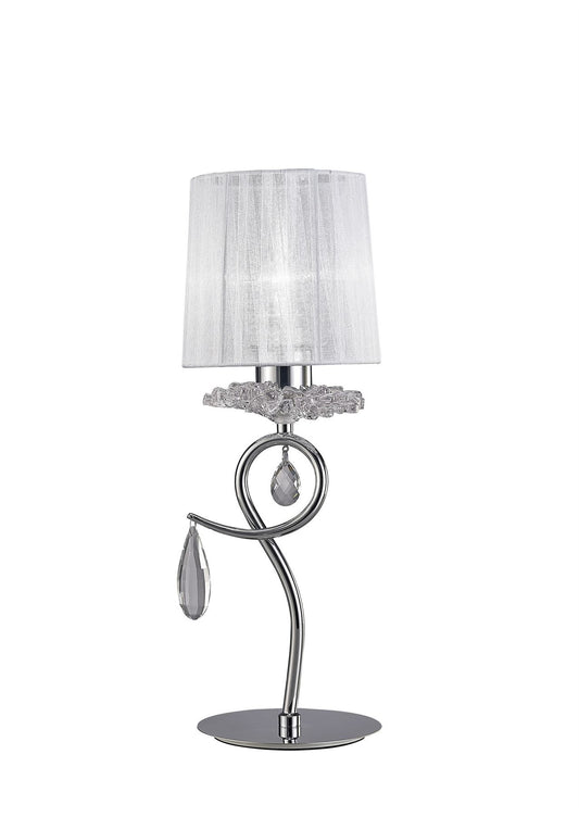Mantra M5279 Louise Table Lamp 1 Light E27 with White Shade Polished Chrome/Clear Crystal
