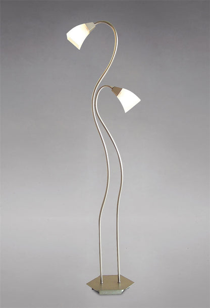 Diyas Chievo Floor Lamp with In-Line Dimmer 2 Light G9 Satin Chrome/Frosted Glass, NOT LED/CFL Compatible