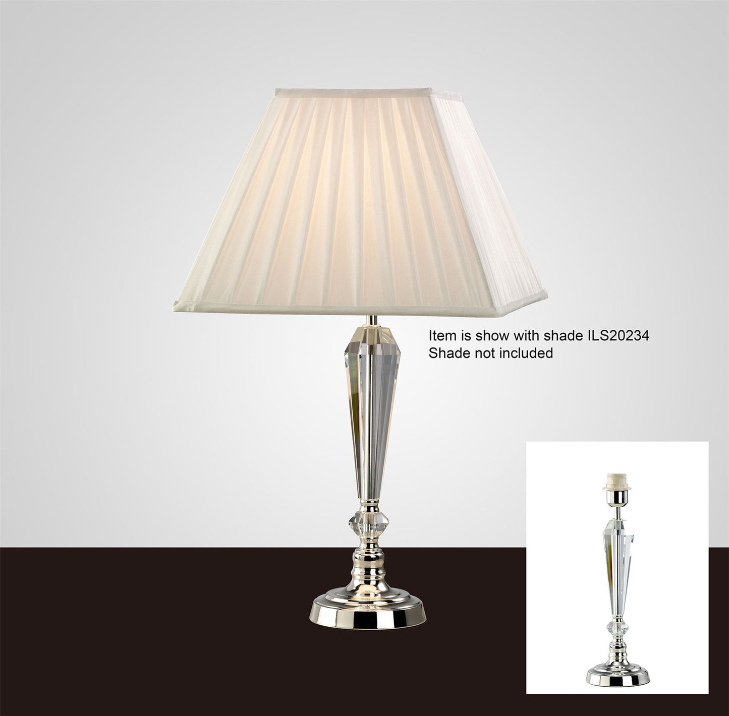 Diyas Freya Crystal Table Lamp WITHOUT SHADE 1 Light E27 Silver Finish
