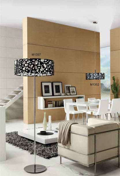 Mantra Lupin 60cm Pendant 4 Light E27, Gloss Black/White Acrylic/Polished Chrome, CFL Lamps INCLUDED