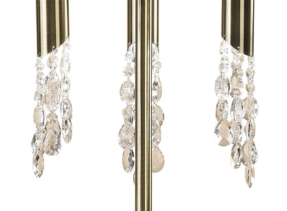 Mantra M3889 Tiffany Floor Lamp 3+3 Light E27+G9, Antique Brass with Soft Bronze Shade & Clear Crystal