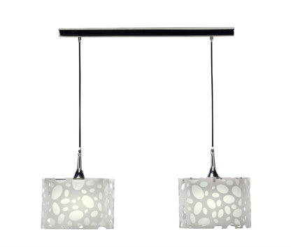 Mantra Lupin Linear Pendant 2 Light E27 Line, Gloss White/White Acrylic/Polished Chrome, CFL Lamps INCLUDED