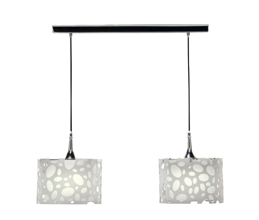 Mantra Lupin Linear Pendant 2 Light E27 Line, Gloss White/White Acrylic/Polished Chrome, CFL Lamps INCLUDED