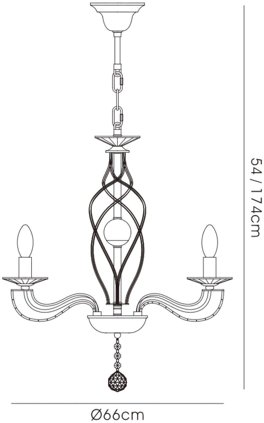 Diyas Santo 66cm  6 Light E14 Polished Chrome/Crystal Ceiling Pendant Light Fitting