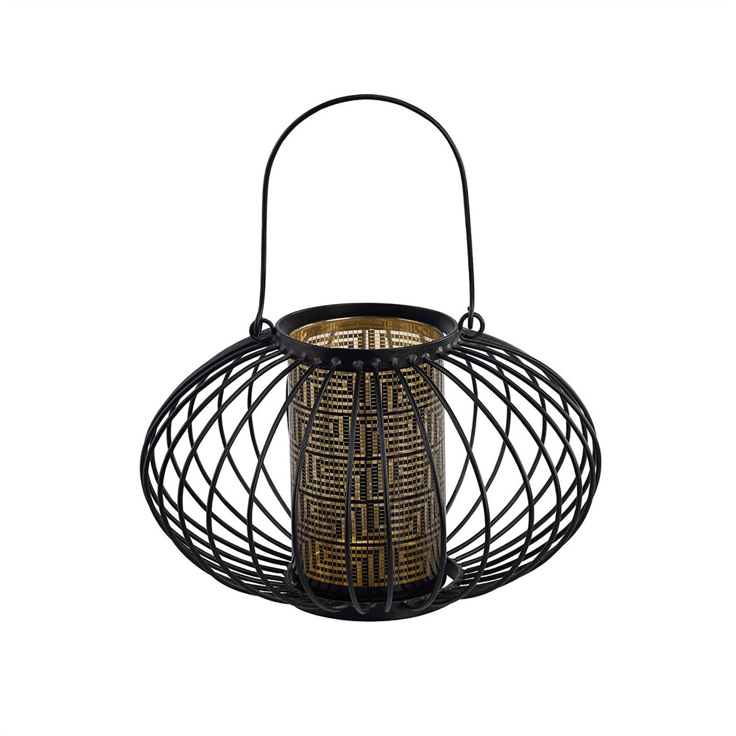 Diyas Home (DH) Orbit Candle Holder Large Black/Laser Pattern Glass Art
