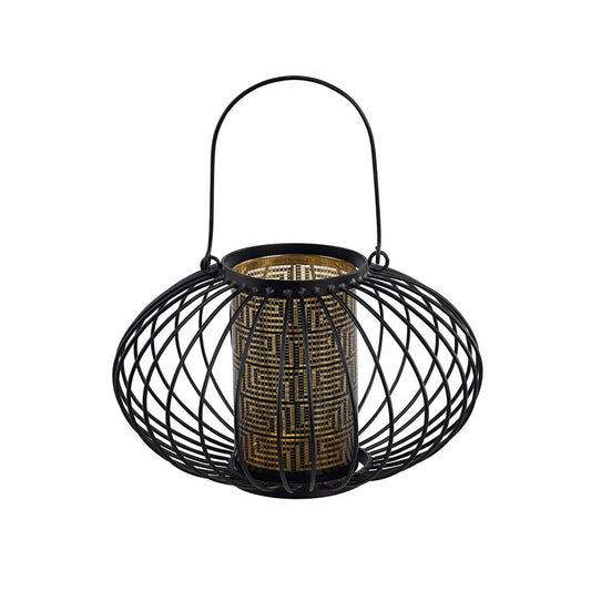 Diyas Home (DH) Orbit Candle Holder Large Black/Laser Pattern Glass Art