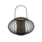 Diyas Home (DH) Orbit Candle Holder Large Black/Laser Pattern Glass Art