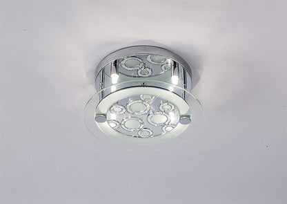 Diyas Destello 30cm Flush  Round with Circle Pattern 4 Light G9 Polished Chrome/Crystal Ceiling Light Fitting