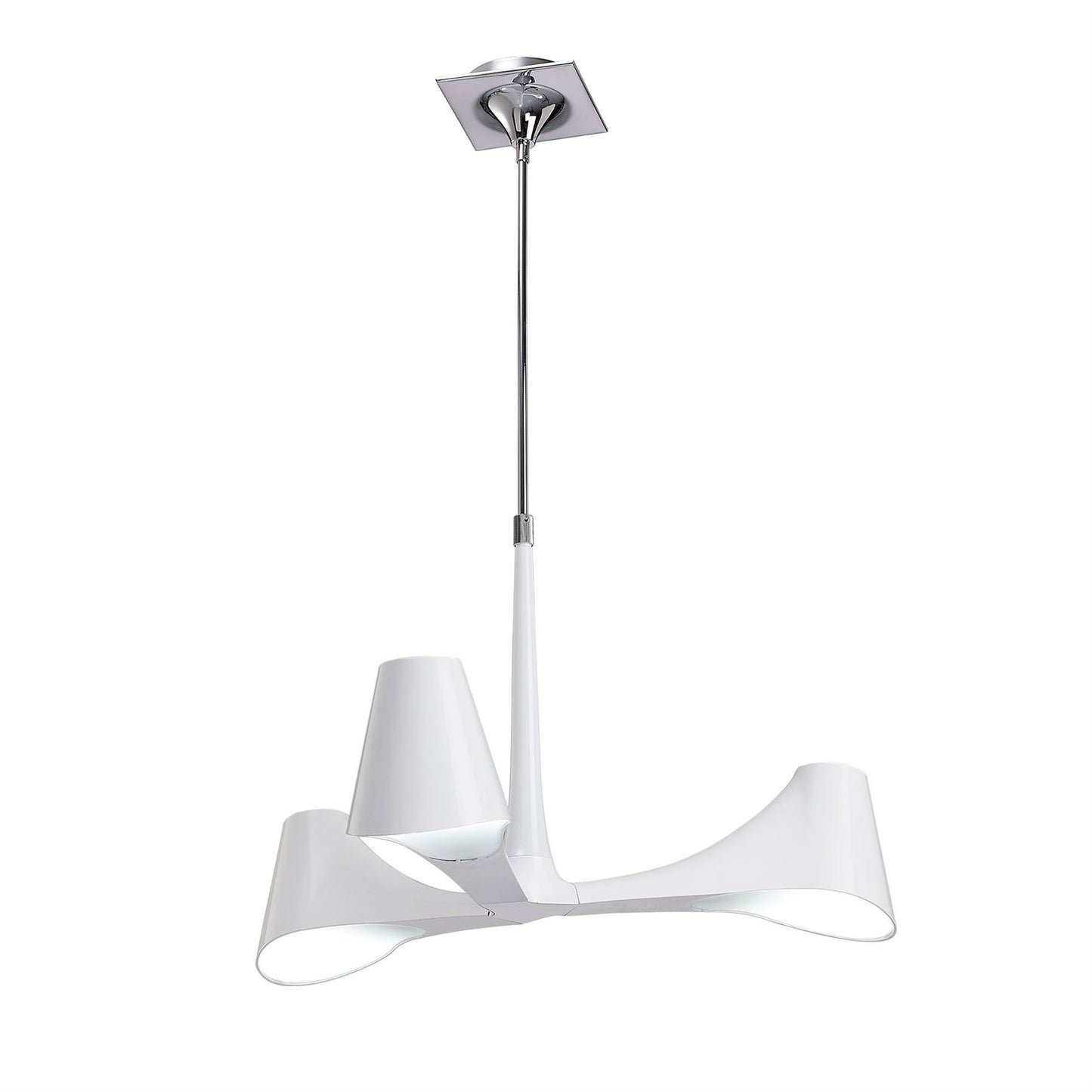 Mantra Ora 70cm Telescopic Convertible To Semi Flush 3 Light E27, Gloss White/White Acrylic/Polished Chrome, CFL Lamps INCLUDED