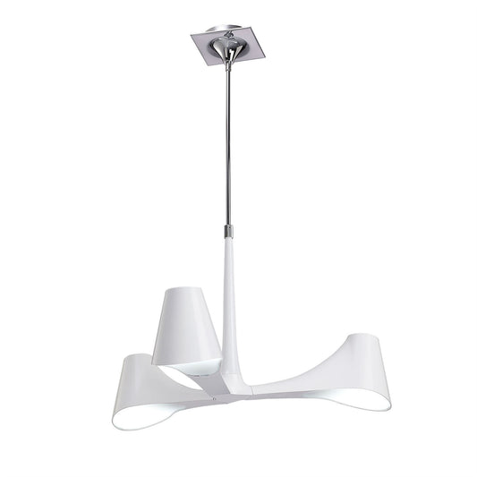 Mantra Ora 70cm Telescopic Convertible To Semi Flush 3 Light E27, Gloss White/White Acrylic/Polished Chrome, CFL Lamps INCLUDED