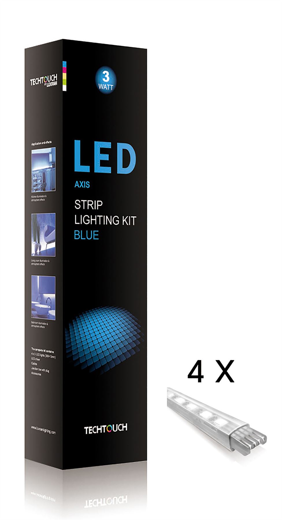 Techtouch Axis Blue Kit 4x9 LED Rigid Strips (3W) Strip