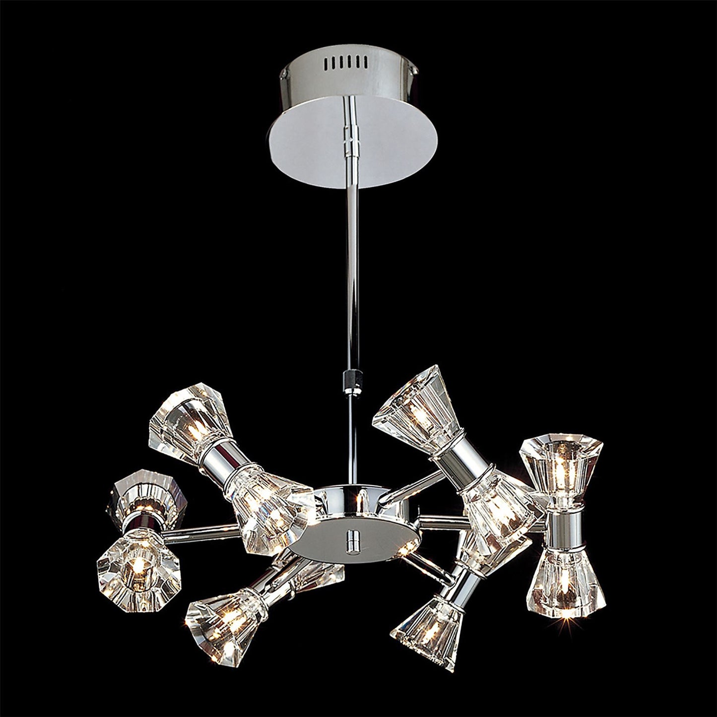 Diyas Elisa 45cm  Round 12 Light G4 Polished Chrome, NOT LED/CFL Compatible Ceiling Pendant Light Fitting