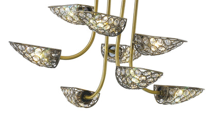 Diyas Ashton 53cm  8 Light G9 Antique Brass/Crystal Ceiling Pendant Light Fitting