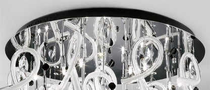 Diyas Class 60cm Flush  Round 20 Light G4 Polished Chrome/White Glass/Crystal, NOT LED/CFL Compatible Ceiling Light Fitting