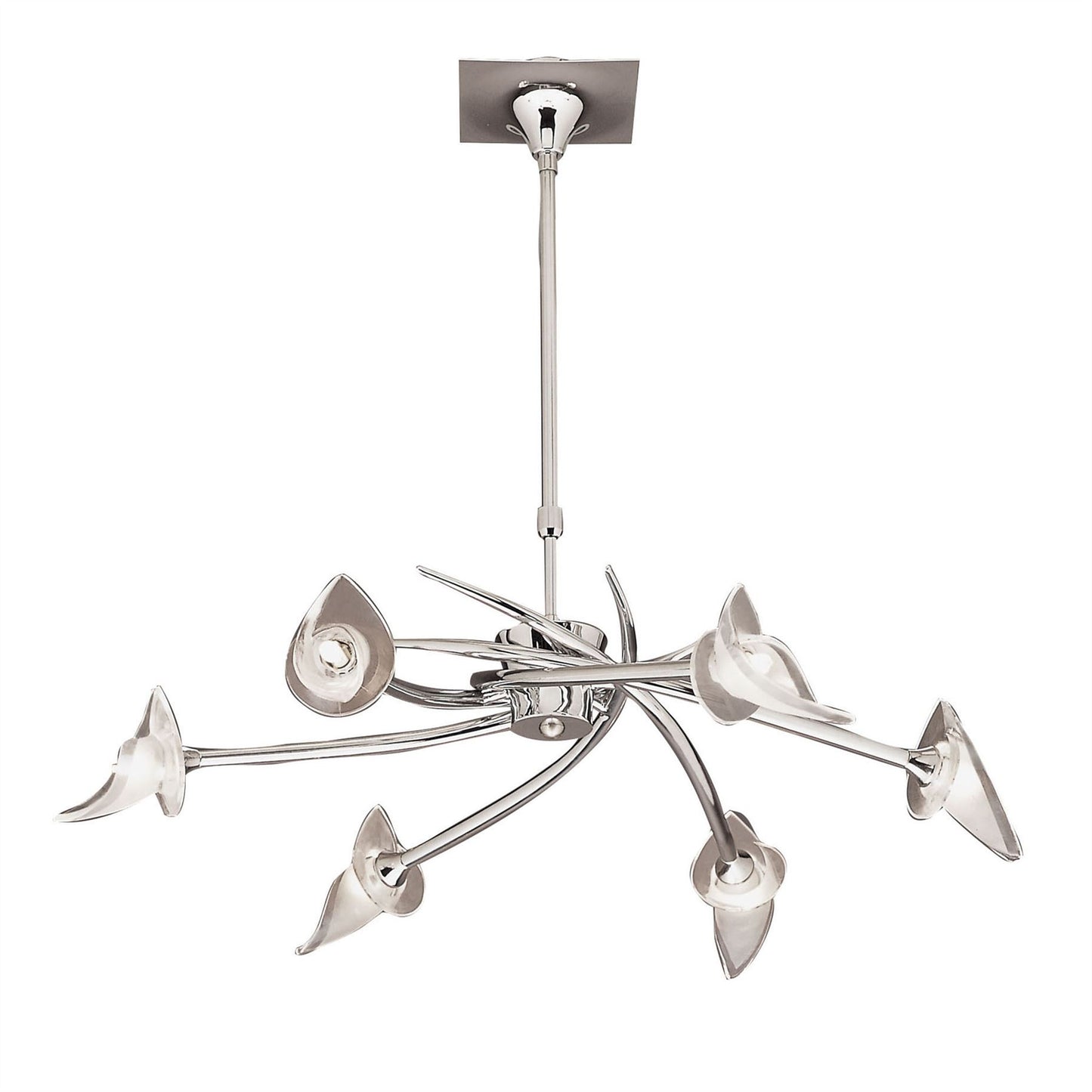 Mantra M0301 Flavia Telescopic Pendant Semi Flush Convertible Round 6 Light G9, Polished Chrome