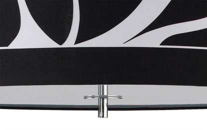 Mantra Manhattan 50cm Pendant Small 3 Light L1/SGU10, Polished Chrome/Frosted Glass with Black Patterned Shade, CFL Lamps INCLUDED
