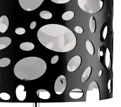 Mantra Lupin Table Lamp 1 Light E27, Gloss Black/White Acrylic/Polished Chrome, CFL Lamps INCLUDED