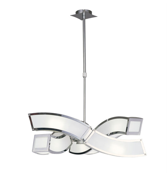 Mantra M0389 Duna E27 Pendant 3 Arm 6 Light E27, Polished Chrome/White Acrylic