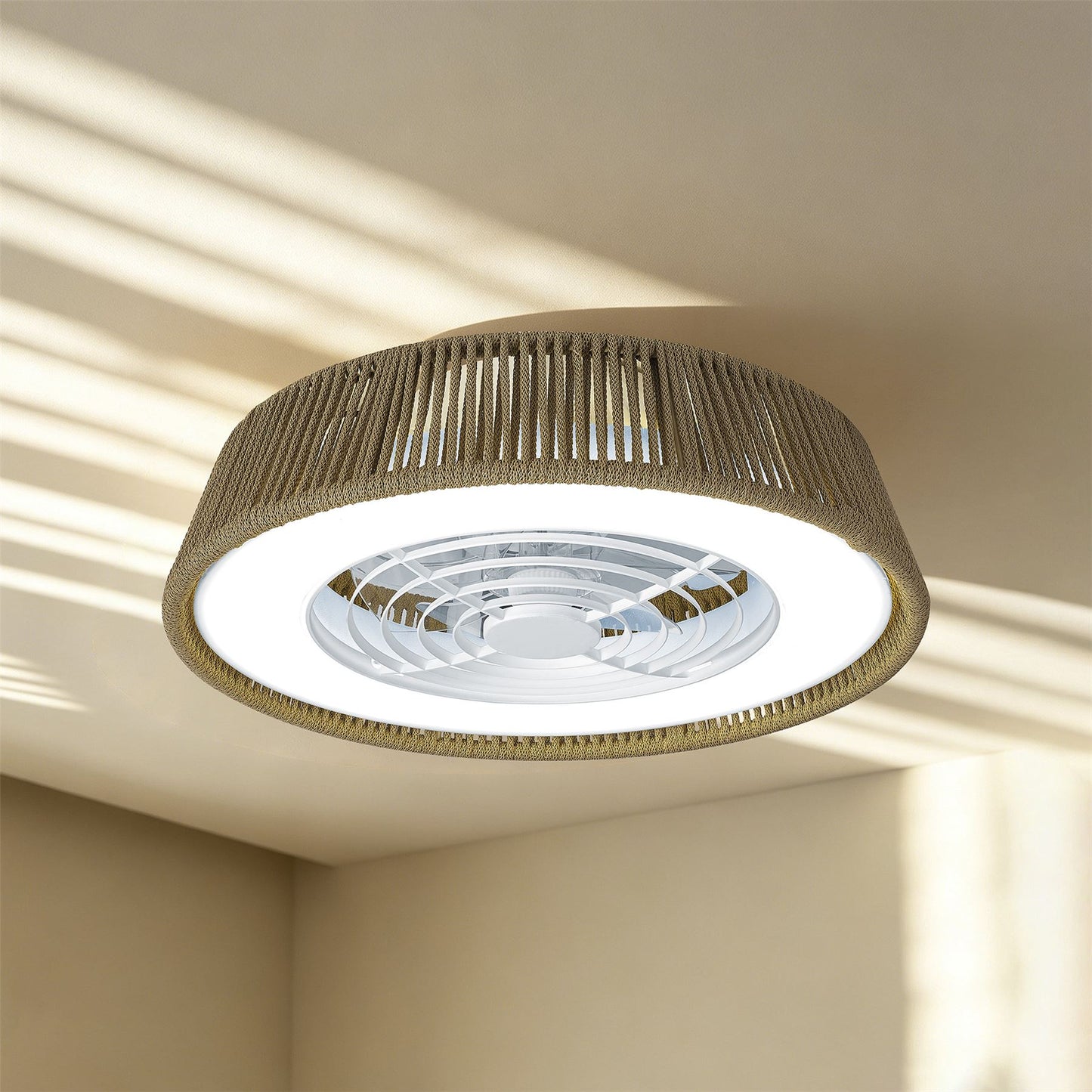 Polinesia Nautica 57.5cm 55W LED Dimmable Ceiling Light With Built-In 25W DC Reversible Fan, Beige Oscu, 3800lm, 5yrs Warranty
