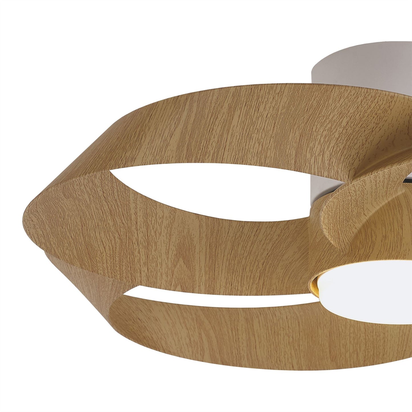 Rose 65cm 24W LED Dimmable Ceiling Light With Built-In 22W DC Reversible Fan, Remote Control 2700-5000K, 2000lm, White/Wood