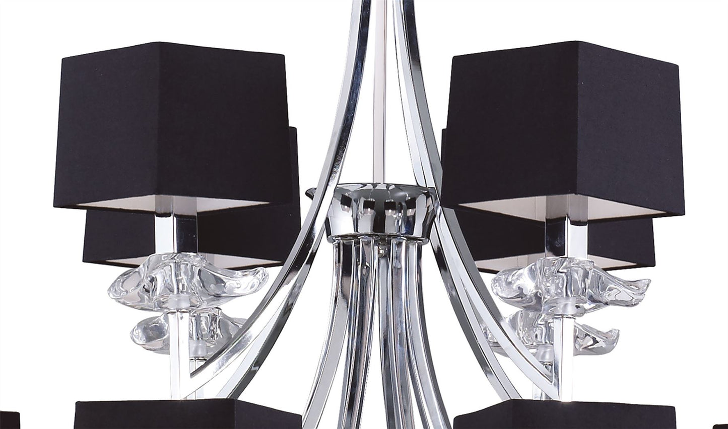 Mantra M0792 Akira Pendant 2 Tier 12 Light E14, Polished Chrome with Black Shades
