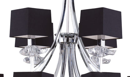 Mantra M0792 Akira Pendant 2 Tier 12 Light E14, Polished Chrome with Black Shades