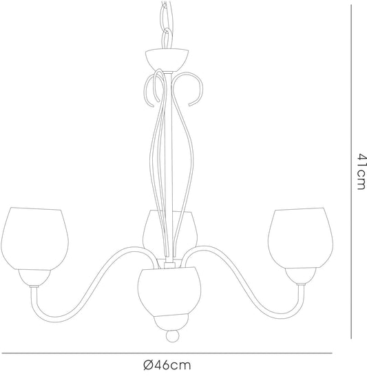 Diyas Klara 46cm  3 Light G9 Antique Brass/Opal Glass Ceiling Pendant Light Fitting