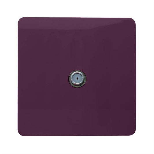 Trendi 1 Gang Artistic Modern Glossy Screwless Television Satellite Socket Plum