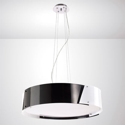 Diyas Dakota 67cm  Medium 4 Light E27 Polished Chrome/Black & White Acrylic Ceiling Pendant Light Fitting