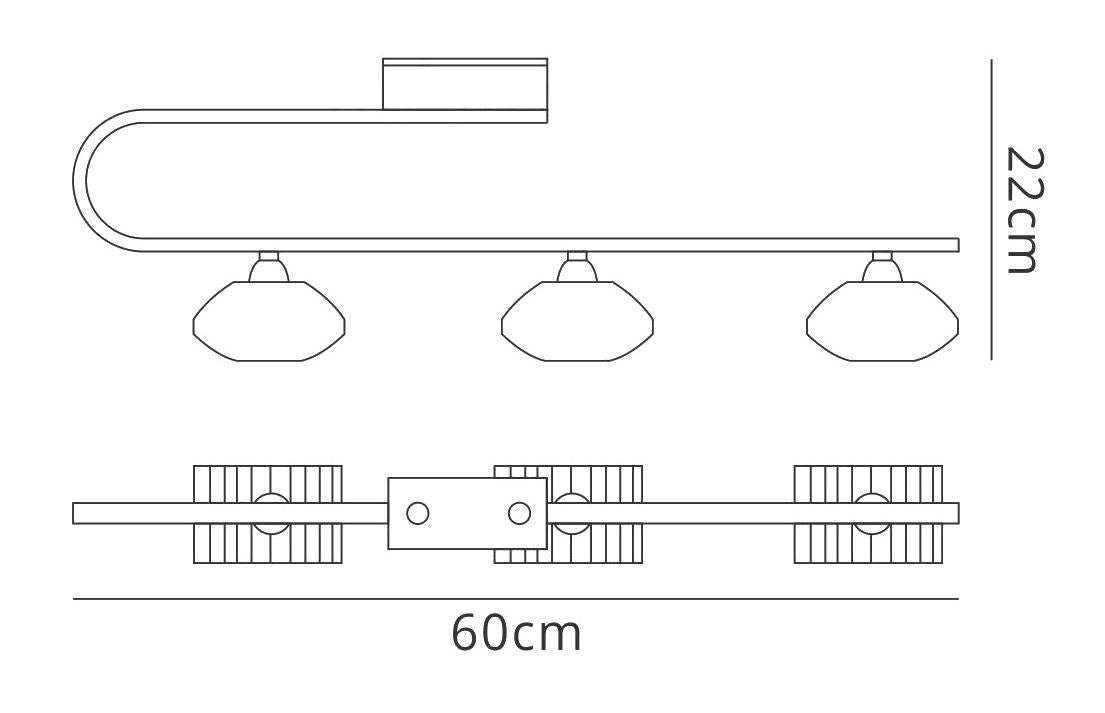 Mantra Alfa Ceiling Linear Bar 3 Light G9, Polished Chrome