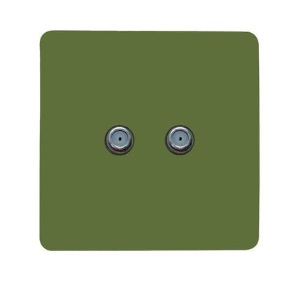 Trendi Switch 2 Gang Male F-Type Satellite Television Socket in Moss Green