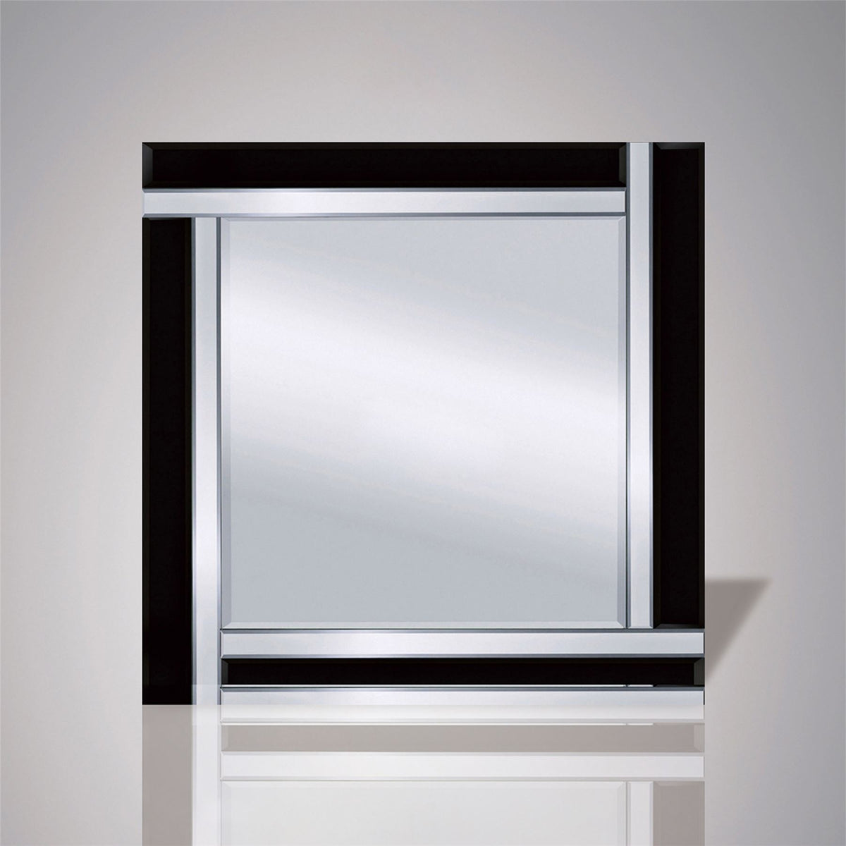 Diyas Home Nevada Detailed Mirror 60cm x 60cm Black Boarder Cut (Can Only Be Shipped On A Pallet, Additional Charges May Apply.) Mirrors