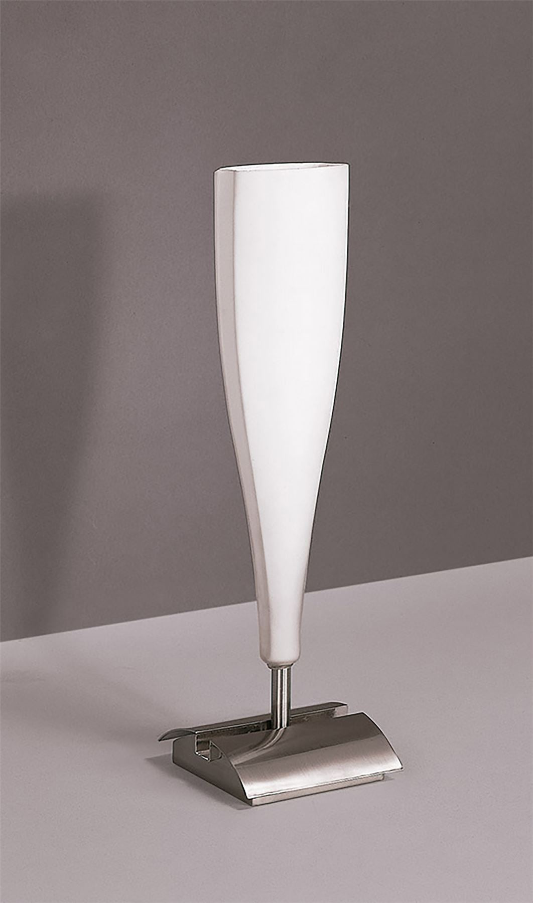 Mantra Java Table Lamp Small 1 Light E14, Satin Nickel/Frosted White Glass