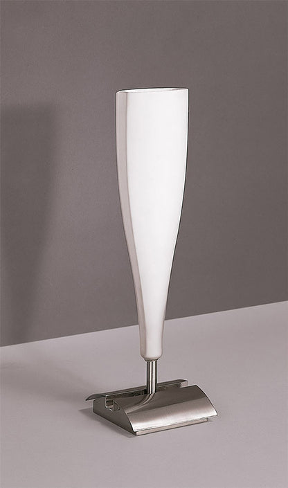 Mantra Java Table Lamp Small 1 Light E14, Satin Nickel/Frosted White Glass