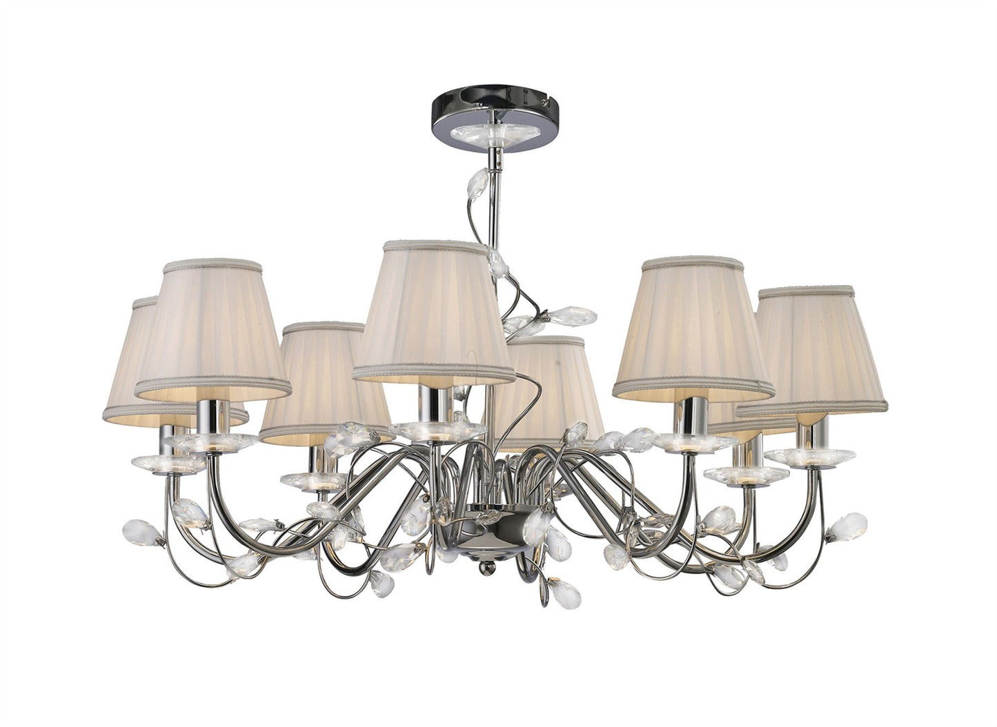Diyas Willow 64cm  WITHOUT SHADE 8 Light E14 Polished Chrome/Crystal Ceiling Pendant Light Fitting