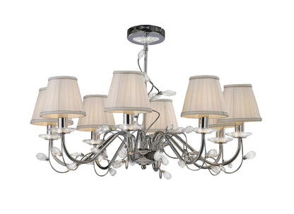 Diyas Willow 64cm  WITHOUT SHADE 8 Light E14 Polished Chrome/Crystal Ceiling Pendant Light Fitting