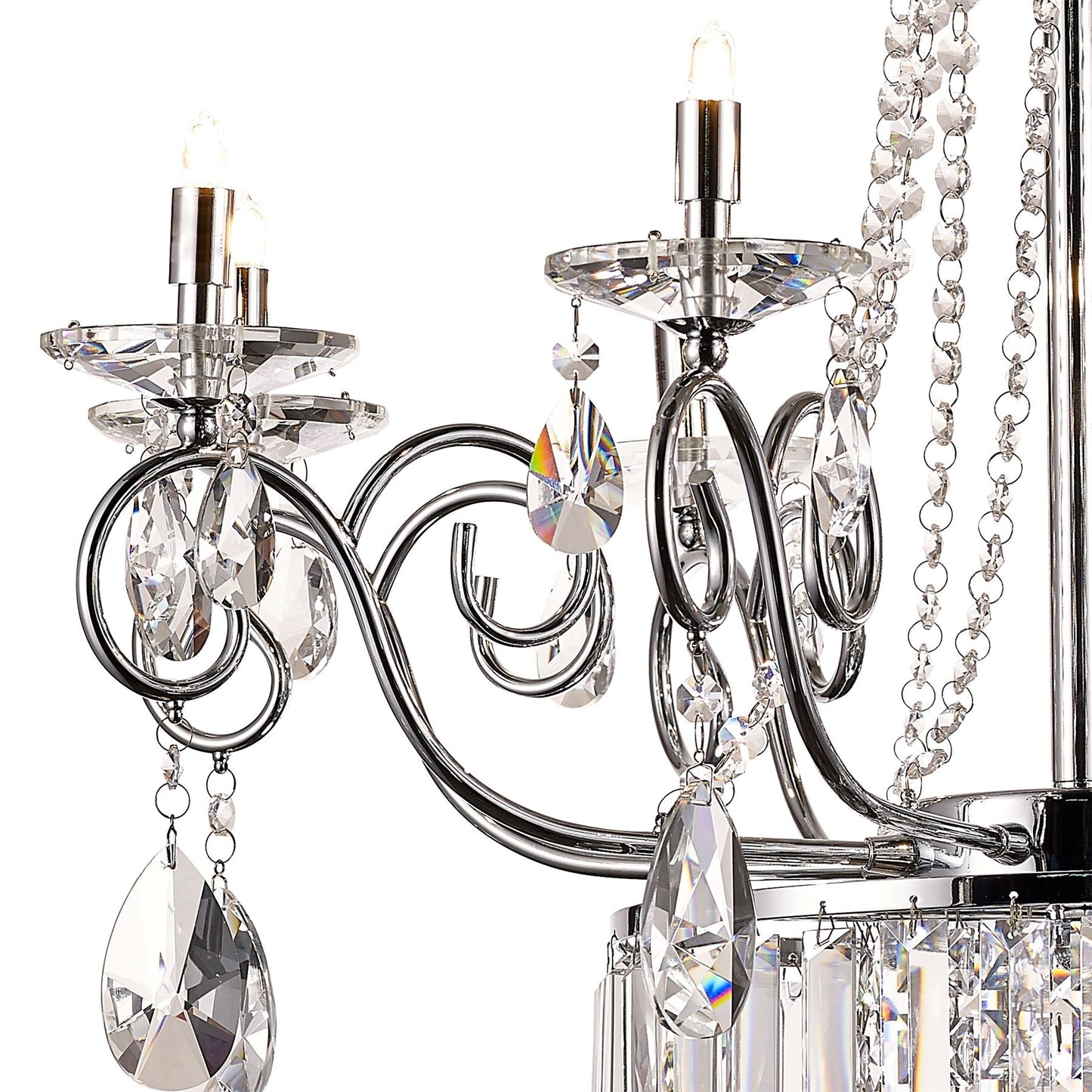 Diyas Eden 72cm  8 Light G9 Polished Chrome/Crystal Ceiling Pendant Light Fitting